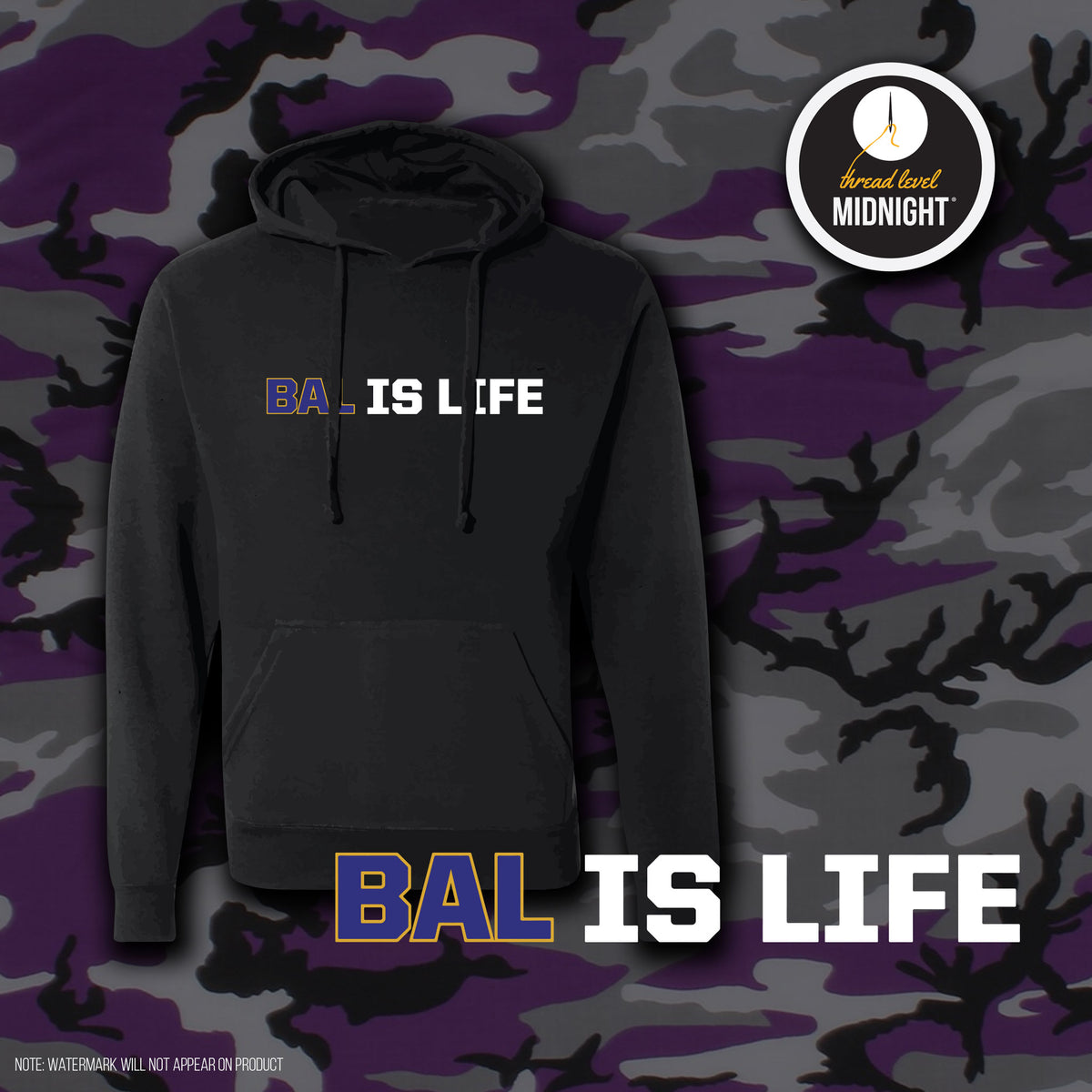 2021 Season Collection BAL IS LIFE Hoodie Black Storm Tailgate