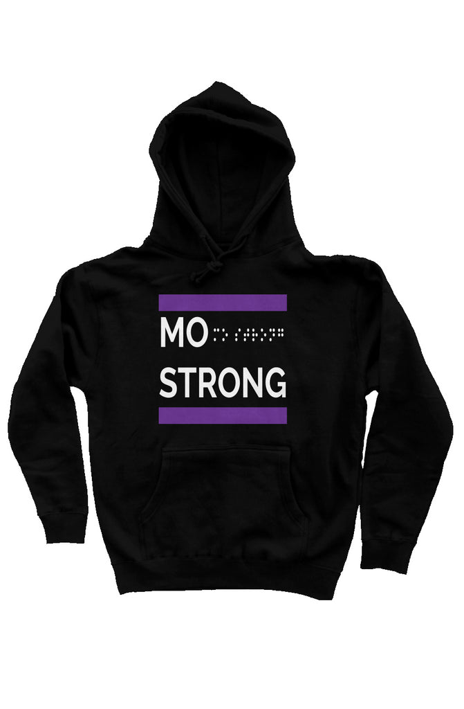 The Original Mo Strong Hoodie Purple White Design